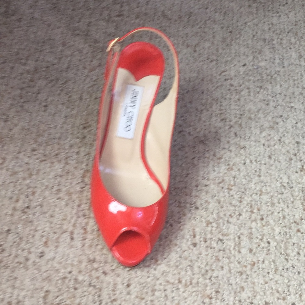 Jimmy Choo Patent Leather Tangerine Heel Size 38